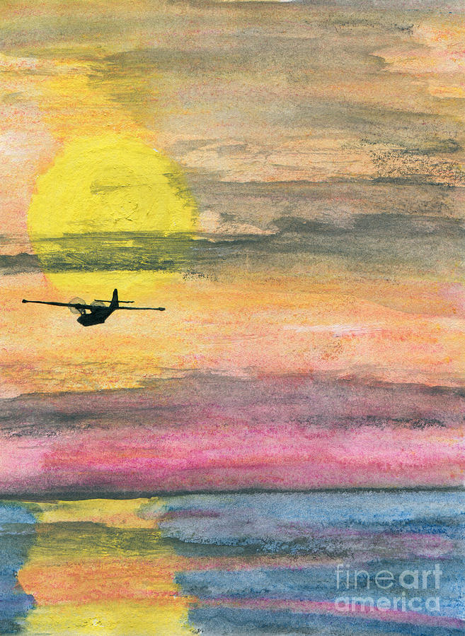 To the Unknown - PBY Catalina on patrol Painting by R Kyllo