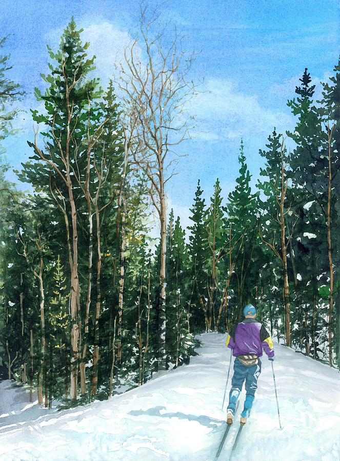 Cross Country Skiing Painting - Into the Woods by Barbara Jewell