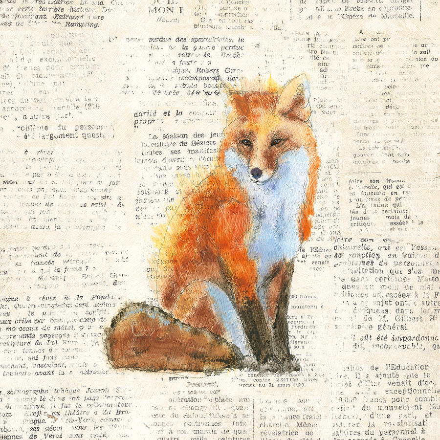 Animal Painting - Into The Woods Iv No Border by Emily Adams Animal Painting - Into The Woods Iv No Border by Emily Adams