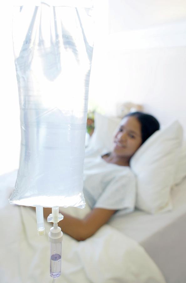 Bed Photograph - Intravenous Therapy by Ian Hooton/science Photo Library