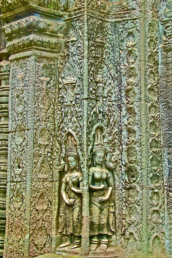 Intricate Carvings of Ta Prohm in Angkor Wat Archeological Park-Cambodia  Photograph by Ruth Hager