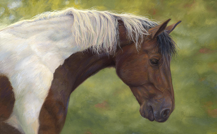 Horse Painting - Intrigued by Lucie Bilodeau