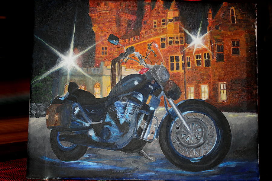 Motorcycle Painting - Intruder in Blue by Frankie Picasso