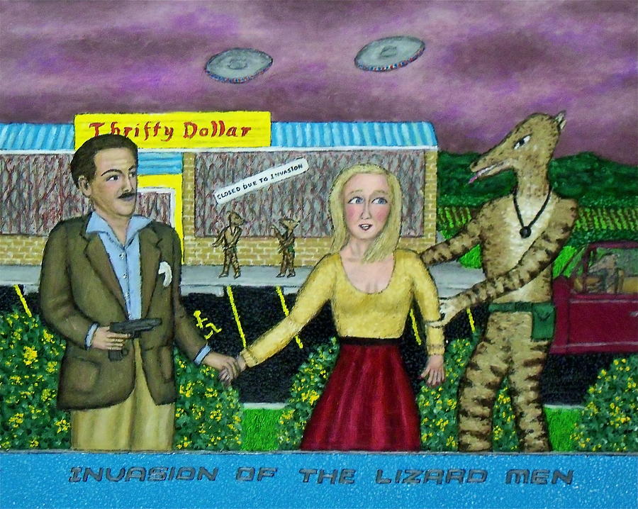 Alien Painting - Invasion of the Lizard Men by Stephen Warde Anderson