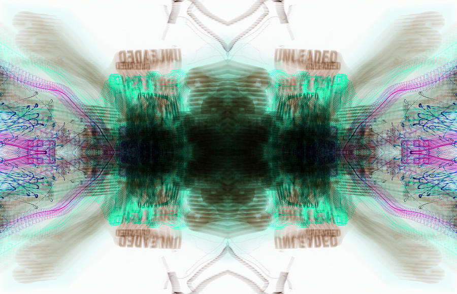 Pattern Photograph - Inverted Kaleidoscope Mirrored Tripping On Psychedelic Unleaded Gas Price Experimental Photography by Don Lee