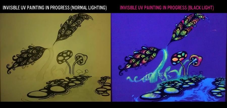 Invisible UV psychedelic Painting Mixed Media by Allison Stofko