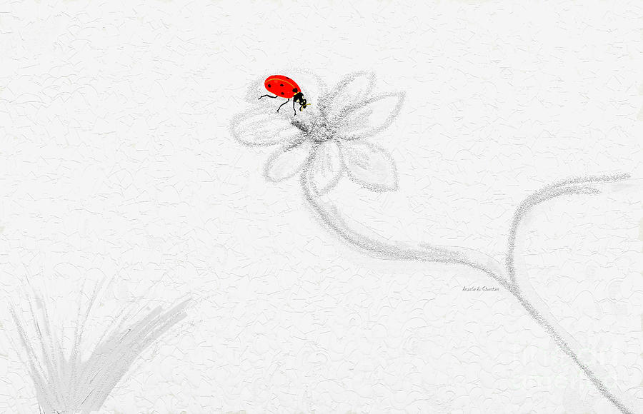Invisible with ladybug Painting by Angela Stanton
