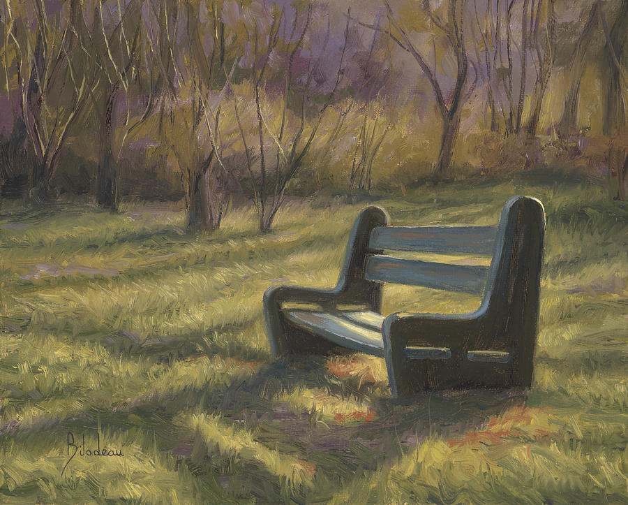Landscape Painting - Inviting Bench by Lucie Bilodeau