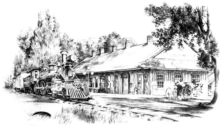 Train Drawing - Inyo at Carson Station by Jonni Hill