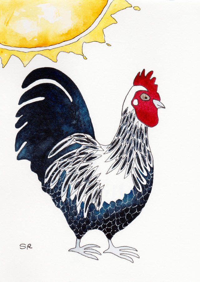 Chicken Painting - Iowa Blue by Sarah Rosedahl