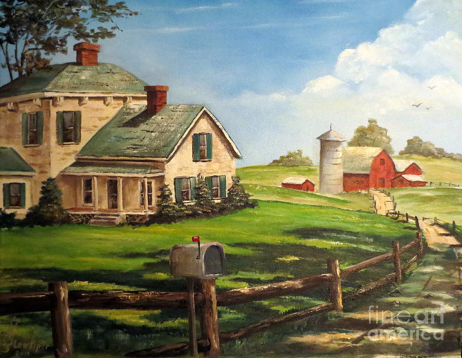Cherokee Iowa Farm House Painting by Lee Piper