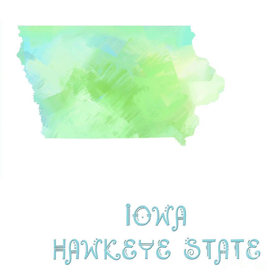 Iowa - Hawkeye State - Map - State Phrase - Geology Digital Art by Andee Design