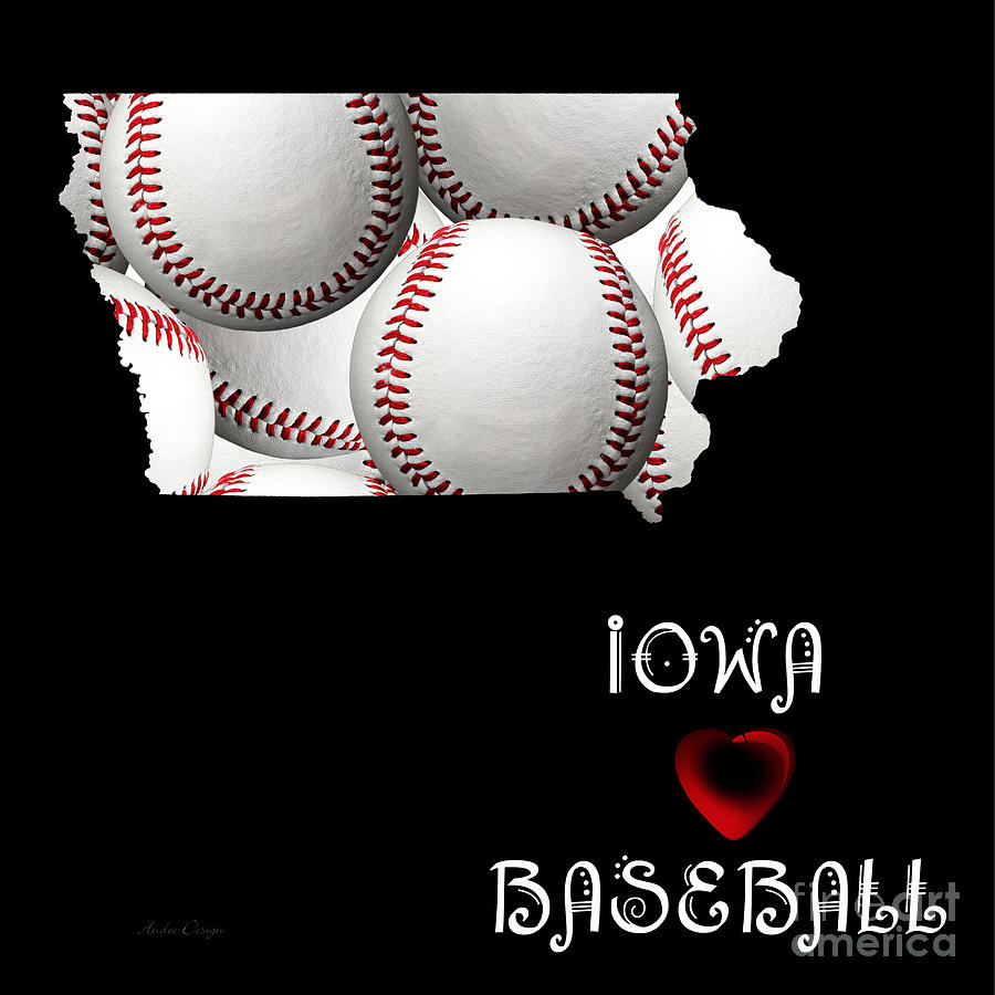 Iowa Loves Baseball Digital Art by Andee Design