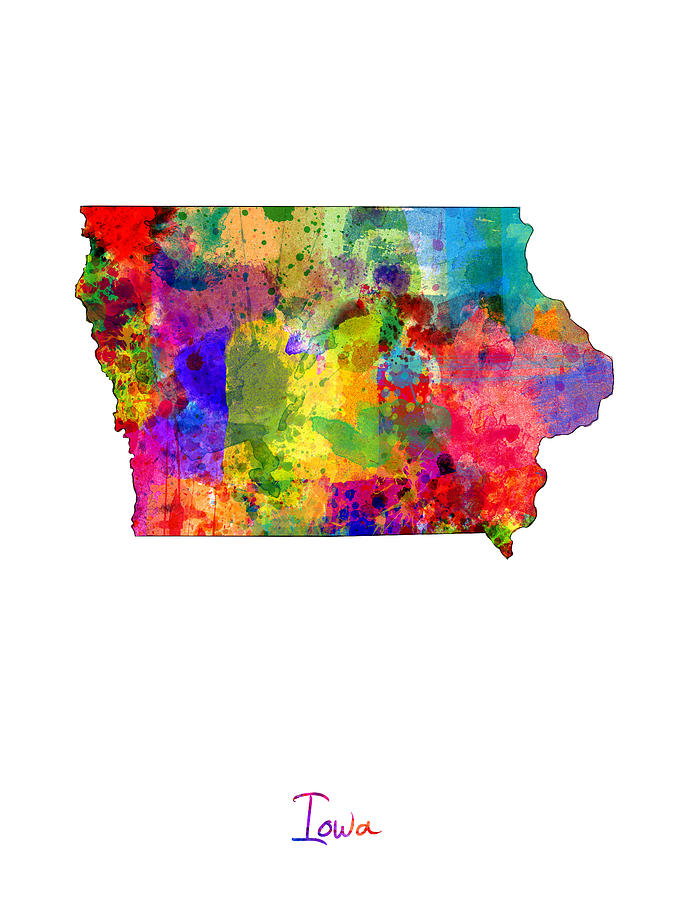 Iowa Map Digital Art by Michael Tompsett