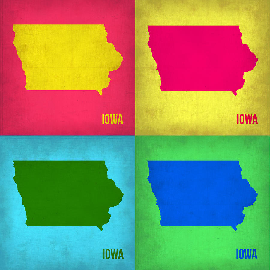Iowa Painting - Iowa Pop Art Map 1 by Naxart Studio