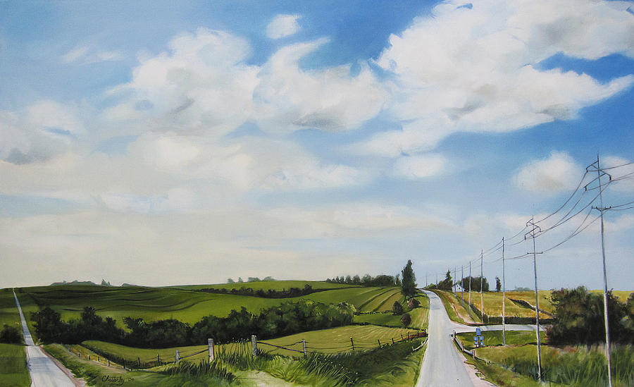 Landscape Painting - Iowa Roads by Matthew Chatterley