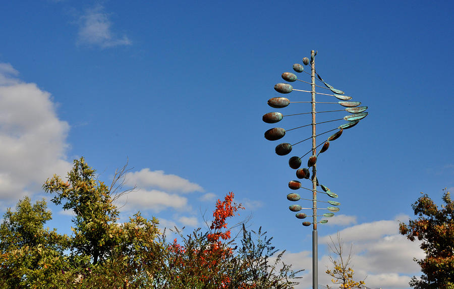 Iowa sculpture and blue sky Photograph by Diane Lent
