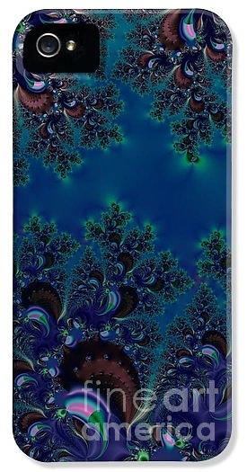 Abstract Digital Art - IPHONE CASE  Midnight Blue Frost Crystals Fractal by Rose Santuci-Sofranko