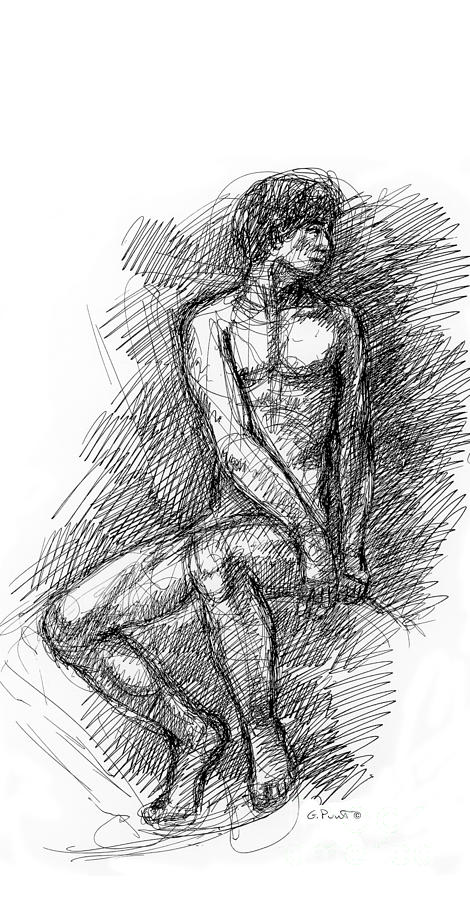 iPhone-Case-Nude-Male1 Drawing by Gordon Punt