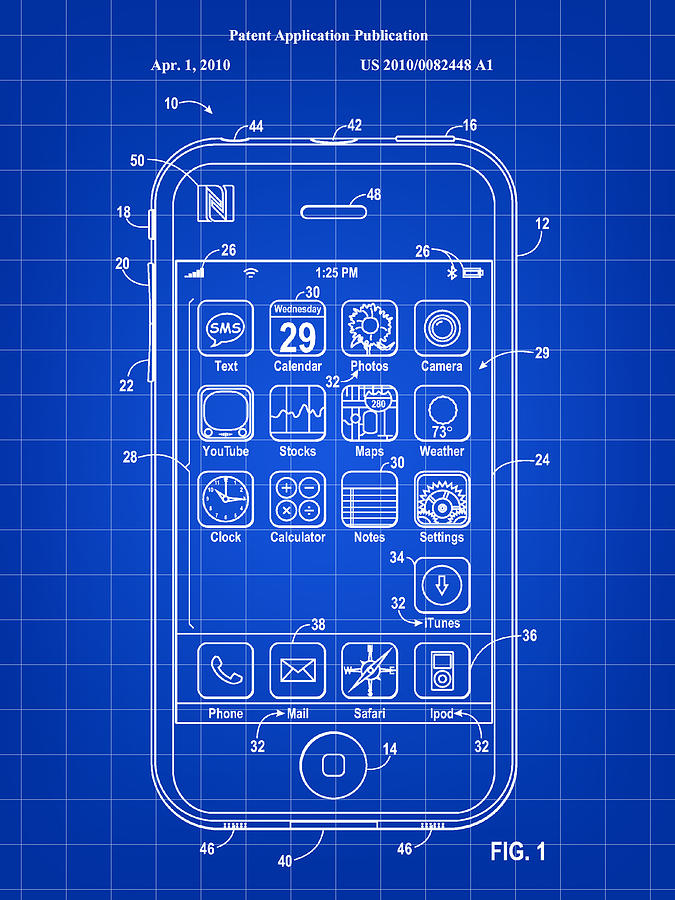 iPhone Patent - Blue Digital Art by Stephen Younts