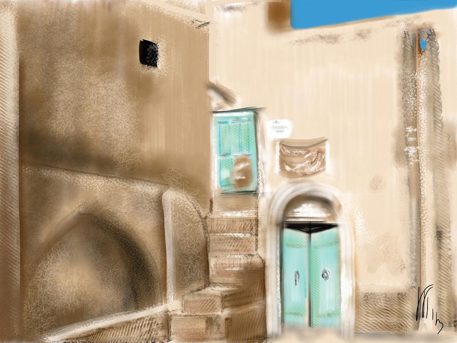 Iran Yazd House Painting by Lois Ivancin Tavaf