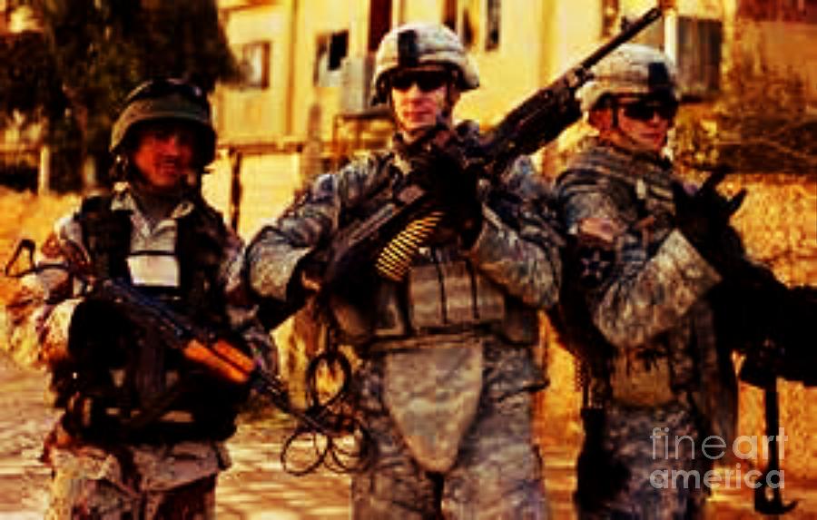 Iraqi Soldier with US Troops Digital Art by Steven  Pipella