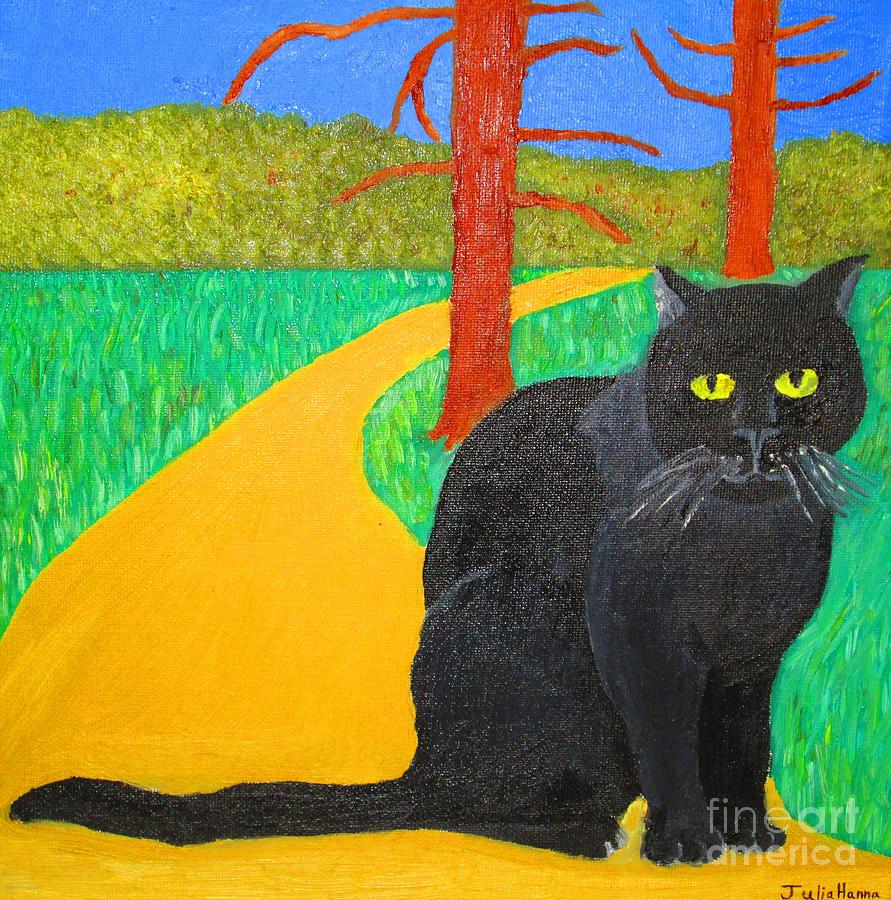 Irina The Cat In The Woods Painting by Julia Hanna - Fine Art America