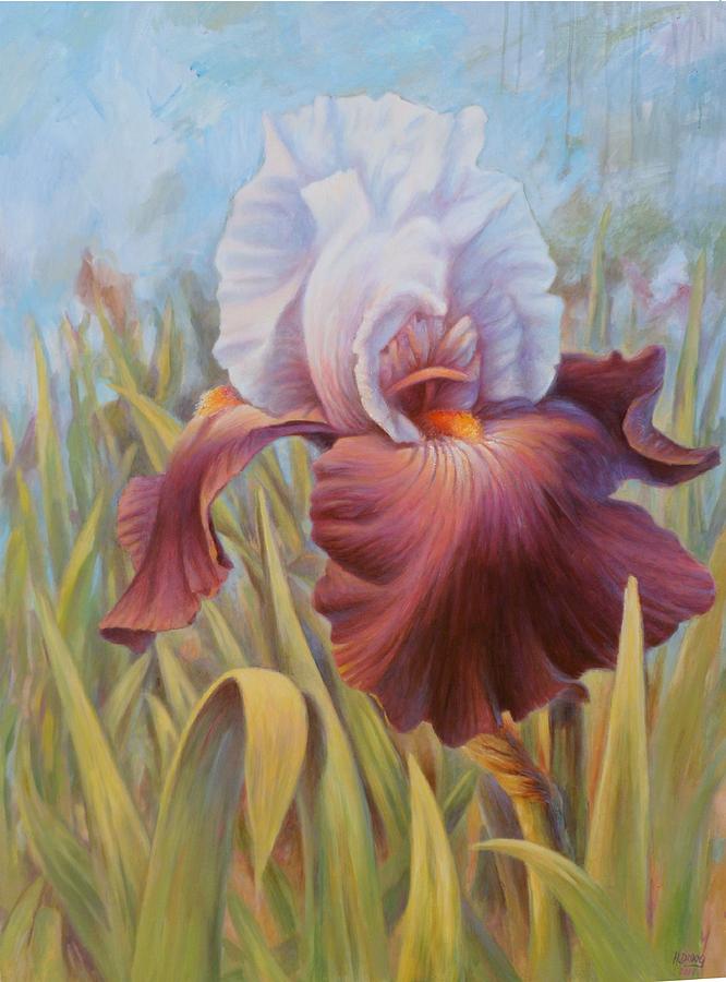 Iris 2 Painting by Hans Droog