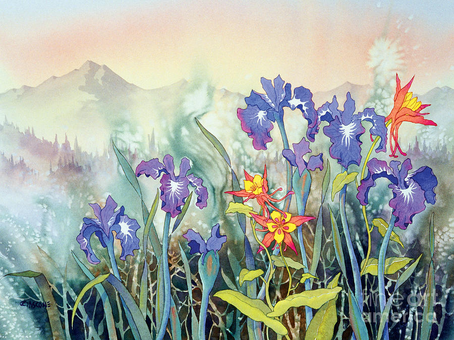 Flower Painting - Iris and Columbine II by Teresa Ascone