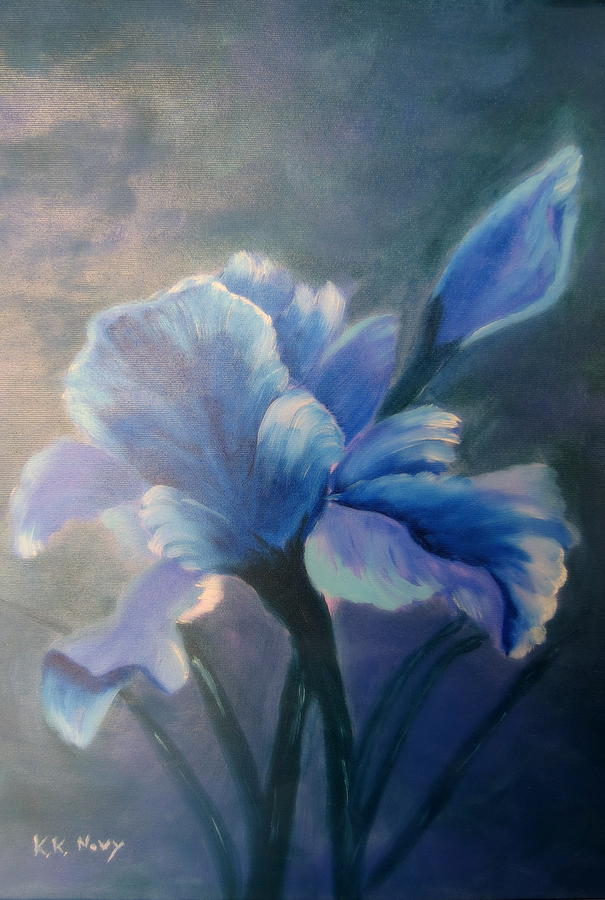 Iris Blue Painting by Kay Novy