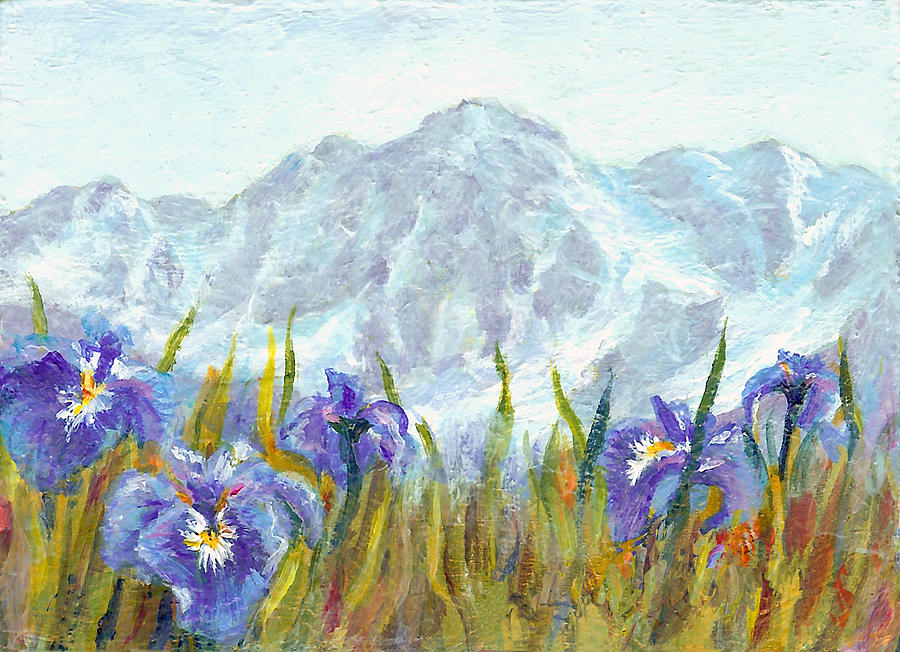 Iris Field in Alaska Painting by Karen Mattson