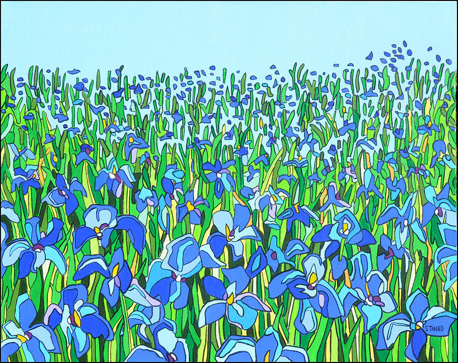 Iris Field Painting by Mike Stanko