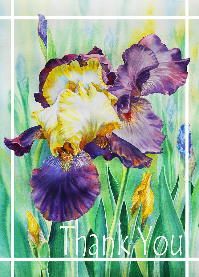 Thank You Painting - Iris Flower Thank You by Irina Sztukowski