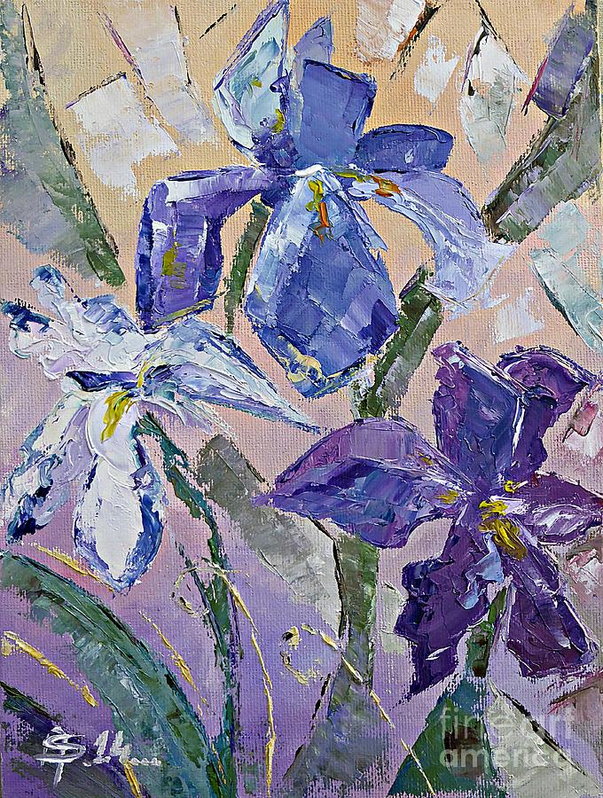 Iris flowers Painting by Amalia Suruceanu