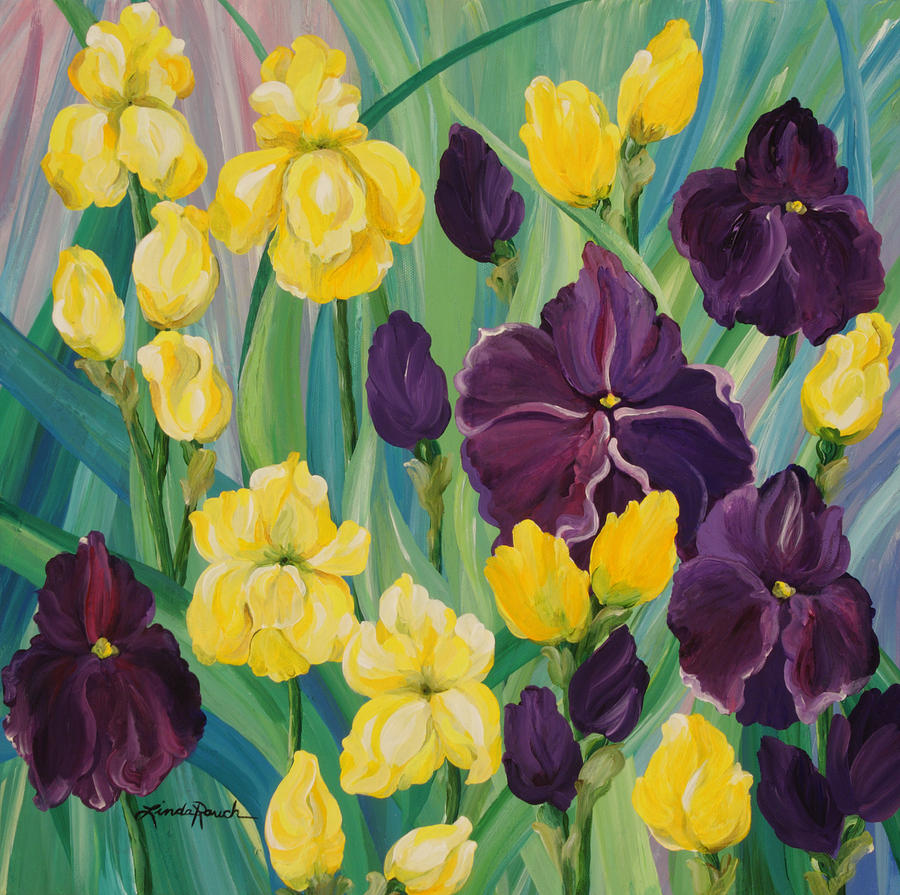 Iris Gardens Painting by Linda Rauch