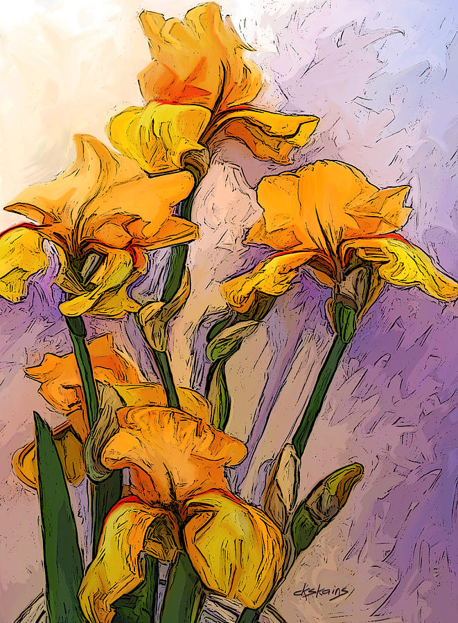 Iris Digital Art - Iris Gold by Dorinda K Skains