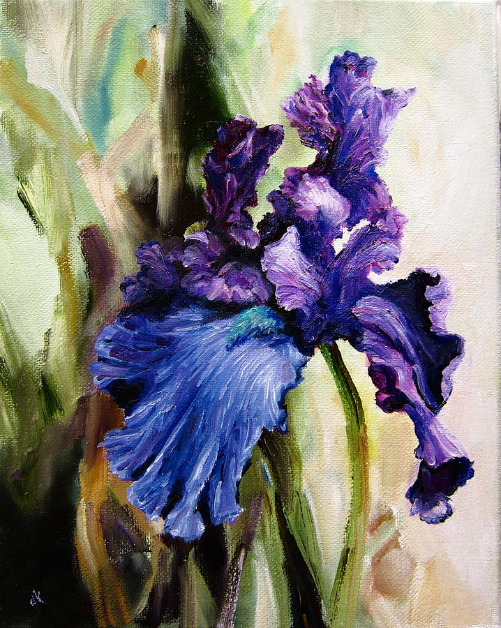 Iris In Bloom Painting by Diane Kraudelt - Fine Art America