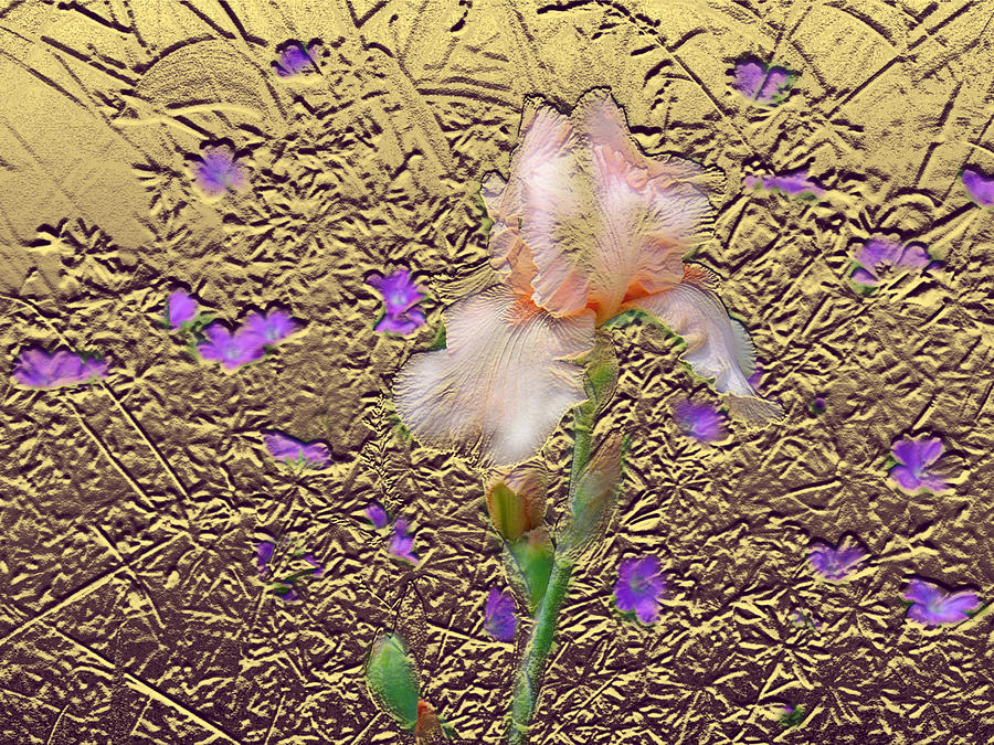 Iris In Gold Leaf  Mixed Media by Steve Karol