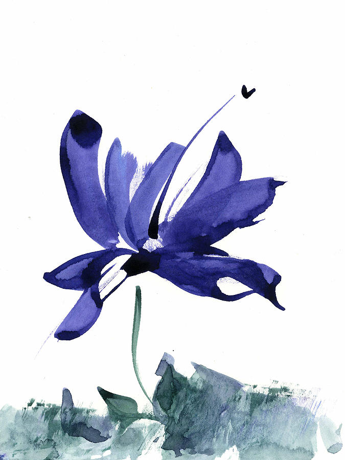 Iris in the Greenery Watercolor Painting by Frank Bright