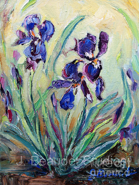 Iris Plein Air Painting by Jennifer Beaudet