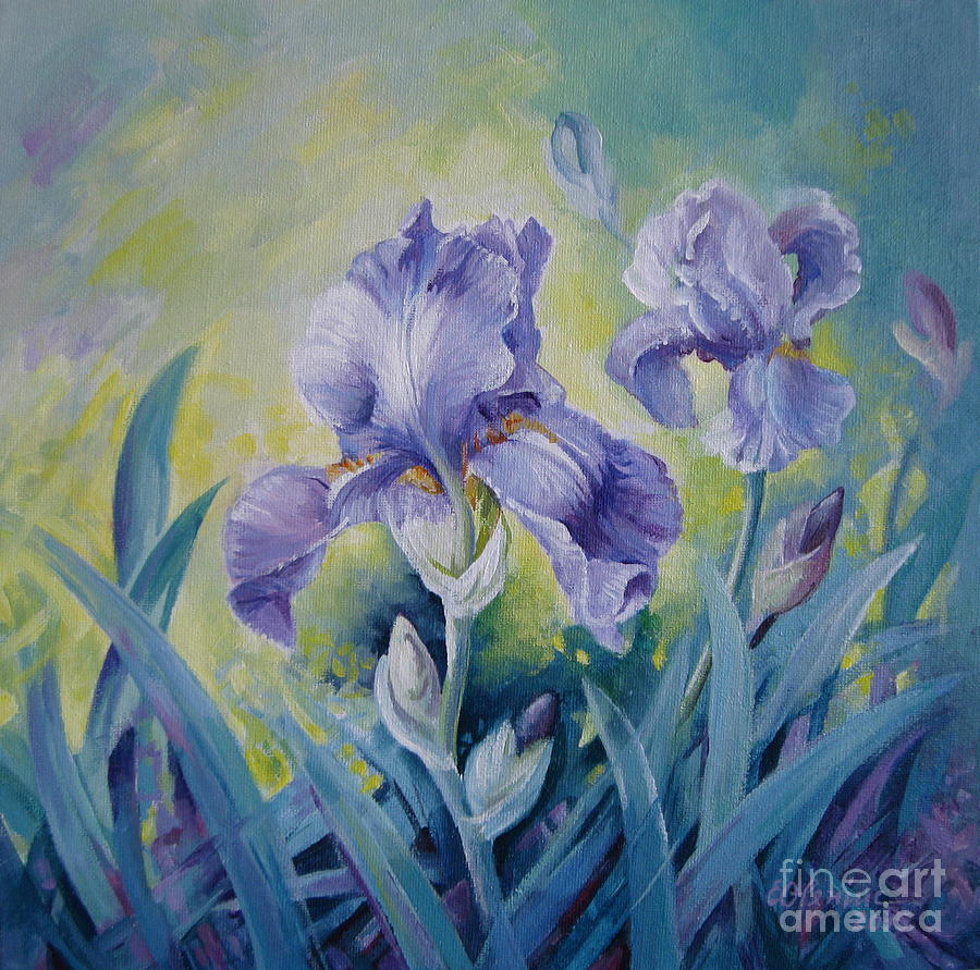 Irises Painting by Elena Oleniuc