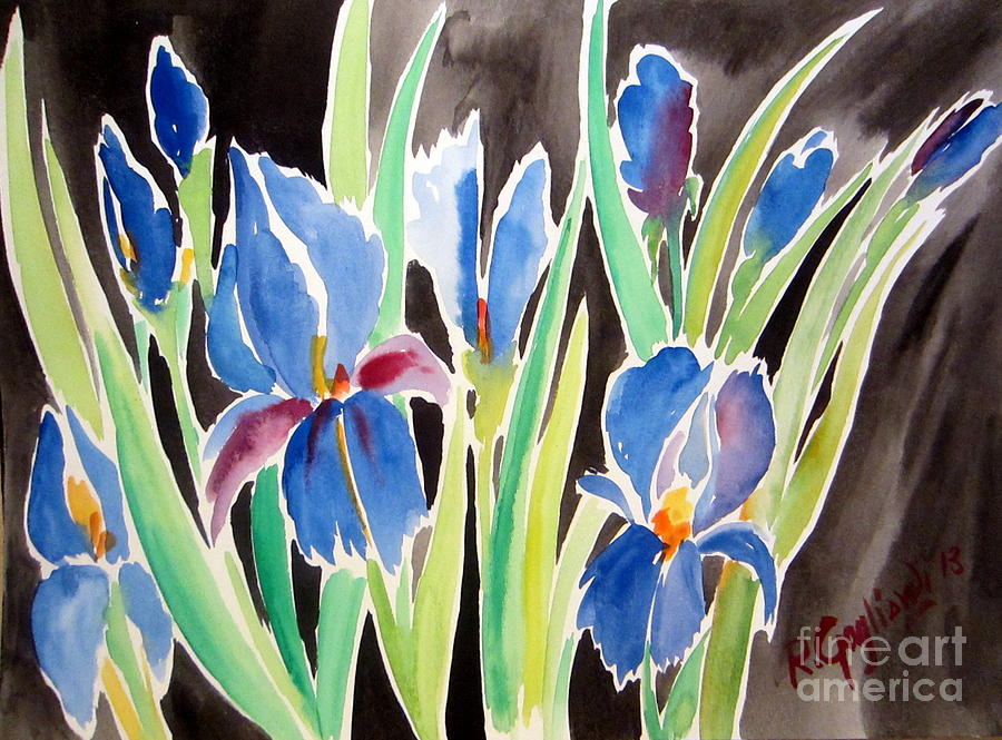 Irises flowers Painting by Roberto Gagliardi