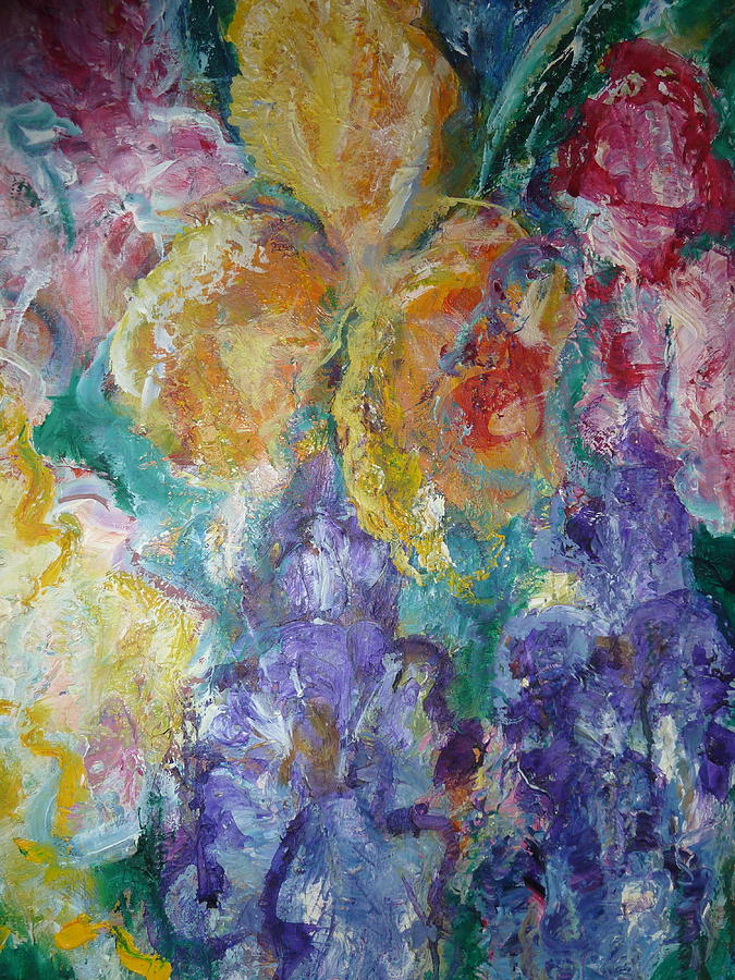 Oil Painting - Irises in Oil by Phoenix Simpson Oil Painting - Irises in Oil by Phoenix Simpson