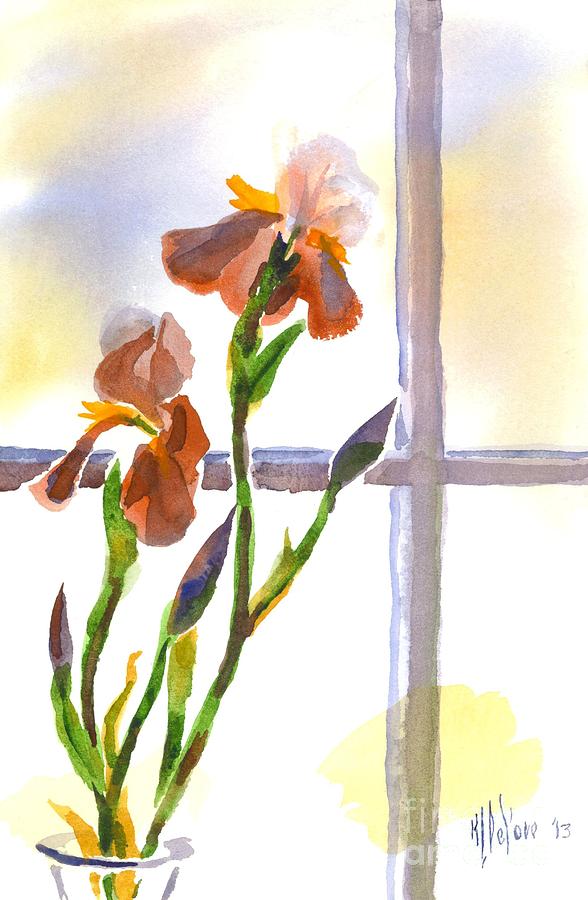 Irises in the Window Painting by Kip DeVore