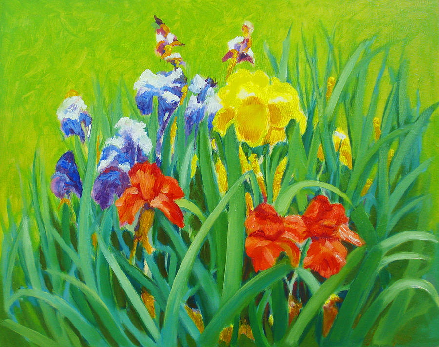 Irises on the West Lawn 1 Painting by Dai Wynn