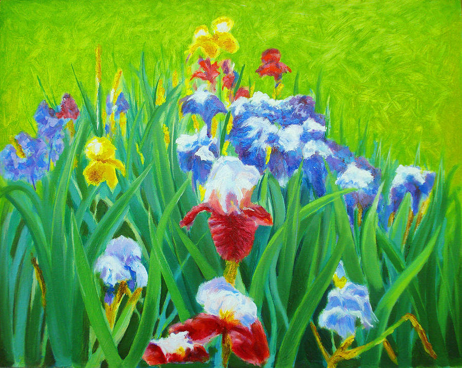 Irises on the West Lawn 2 Painting by Dai Wynn