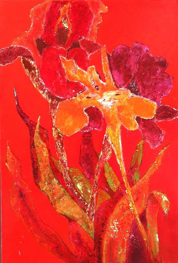 Irises Vermillon Painting by Elizabeth  Bogard