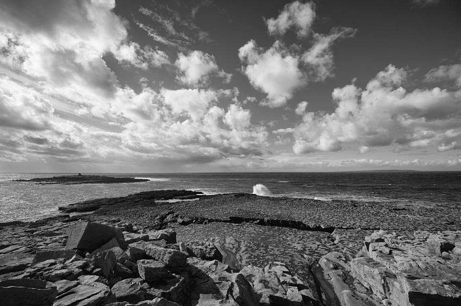 Irish Coast and Burren Black and White Photograph by Allan Van Gasbeck