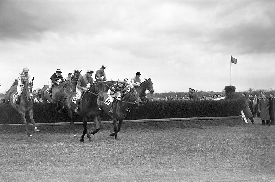 Horse Photograph - Irish Grand National at Fairyhouse 1958 by Irish Photo Archive
