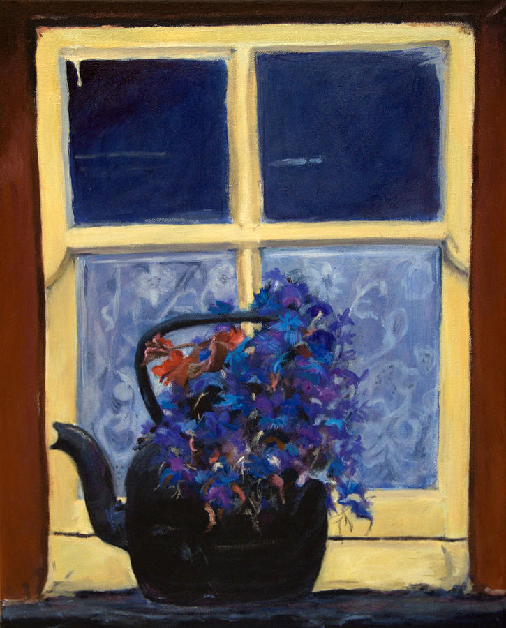 Still Life Painting - Irish Lace and Teapot by Stephanie Allison